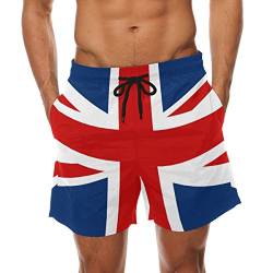 COOSUN Herren Badehose mit britischer Flagge, schnell trocknend, mehrfarbig, S 7-9 von COOSUN