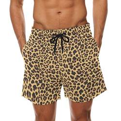 COOSUN Herren Badeshorts mit Leopardenmuster, schnelltrocknend Gr. S 7-9, mehrfarbig von COOSUN