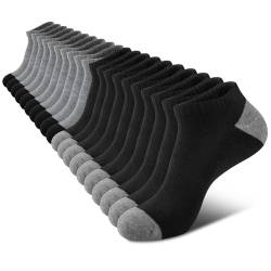 COOVAN 10 Paar Herren-Knöchelsocken, gepolstert, 10 Stück, niedrig geschnitten, bequem, atmungsaktiv, Freizeitsocken, 10er-Pack, schwarz & grau, Large-X-Large von COOVAN