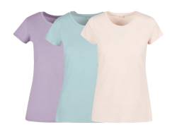 COOZO Damen 3er-Pack Basisch Kurzarm T-Shirts - Lila/Meerblau/Rosa - 4XL von COOZO