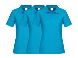 COOZO Damen 3er-Pack Kurzarm Klassische Baumwolle Polo Hemd - Meerblau - M von COOZO