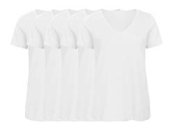 COOZO Damen 5er-Pack Inspirieren Kurzarm V-Ausschnitt T-Shirts - 5 × Weiss - M von COOZO