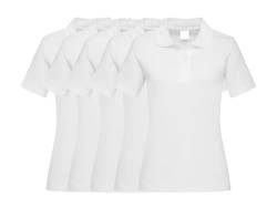 COOZO Damen 5er-Pack Kurzarm Klassische Baumwolle Polo Hemd - 5 x Weiss - L von COOZO