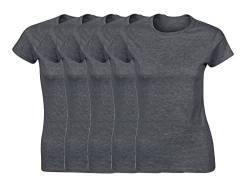 COOZO Damen 5er-Pack Kurzarm T-Shirts - 5 × Dunkles Heidegrau - M von COOZO