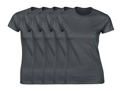 COOZO Damen 5er-Pack Kurzarm T-Shirts - 5 × Holzkohle - M von COOZO