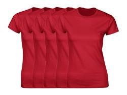 COOZO Damen 5er-Pack Kurzarm T-Shirts - 5 × Rot - S von COOZO