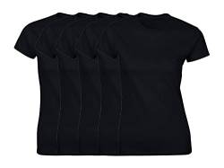 COOZO Damen 5er-Pack Kurzarm T-Shirts - 5 × Schwarz - L von COOZO