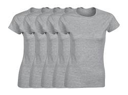 COOZO Damen 5er-Pack Kurzarm T-Shirts - 5 × Sportgrau - L von COOZO