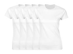COOZO Damen 5er-Pack Kurzarm T-Shirts - 5 × Weiss - M von COOZO