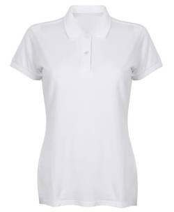 COOZO Damen Moderne Passform Baumwolle Piqué Polo Hemd - Weiss - XL von COOZO