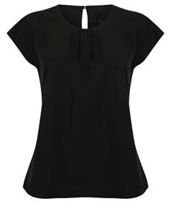 COOZO Damen Plissee vorne Kurzarm Bluse - Schwarz - M von COOZO