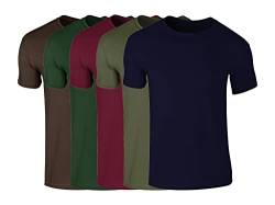 COOZO Herren 5er-Pack Kurzarm T-Shirts - Dunkle Schokolade/Waldgrün/Kastanienbraun/Militärgrün/Marine - M von COOZO