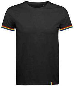 COOZO Herren Regenbogen T-Shirt - Dunkelschwarz/Mehrfarbig - XL von COOZO