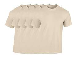 COOZO Herren Schwere Baumwolle 5er-Pack T-Shirts - 5 × Sand - 2XL von COOZO
