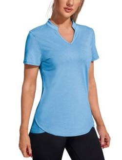 COOrun Damen Sport T-Shirt Kurzarm V-Ausschnitt Laufshirt Athletisch Lässig Yoga Workout Tops Atmungsaktiv Sportshirt Funktionsshirt von COOrun