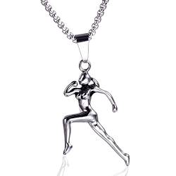COPAUL Läufer-Strichmännchen-Halskette aus Edelstahl, inspirierender Schmuck, Marathon-Läufer, Leichtathletik-Geschenk von COPAUL