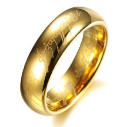 COPAUL Wolframkarbid 18 Karat vergoldet Herr der Ringe mit Bibel Gravur Paar Ring Ehering von COPAUL