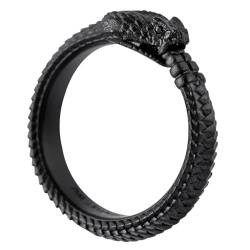 COPPERTIST.WU Schlange Ring Nordeuropa Mythologie Ouroboros Ring Retro Gotisch Tierring Inlayed Zirkon Geeignet für Männer und Frauen Schmuck Geschenke(57.5-67) (52, Matte Schwarz) von COPPERTIST.WU