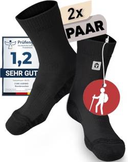 CORE GORIMO – 2 Paar – Merino Wandersocken – mit Anti-Blasen Schutz – Optimale Unterstützung beim Hiking und Trekking für Damen und Herren (35-38, Schwarz) von CORE GORIMO