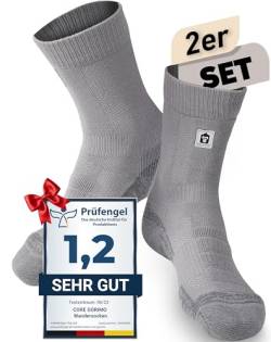 CORE GORIMO – 2 Paar – Merino Wandersocken – mit Anti-Blasen Schutz – Optimale Unterstützung beim Hiking und Trekking für Damen und Herren (43-46, Grau) von CORE GORIMO