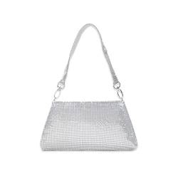 CORIOS Abendtasche Damen Shiny Handtasche Kleines Aluminiumblech Clutch Bag Klein Tasche Glitzer Schultertasche für Hochzeit Abschlussball Bankett-Party Silber von CORIOS