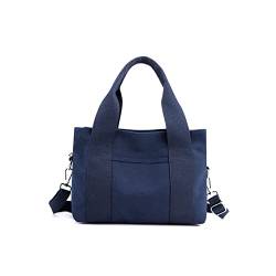 CORIOS Canvas Schultertasche Damen Handtasche Casual Umhängetasche Mittlere Kapazität Henkeltaschen Multifunktionale Tote Beutel Mode Arbeit Shopper Reise Alltag Tragetasche Dunkelblau von CORIOS