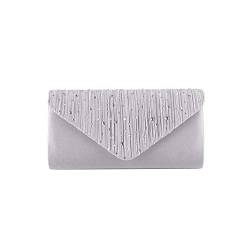 CORIOS Damen Abendtasche Glitter Strass Clutch Tasche Envelope Henkeltasche Glänzend Umhängetasche Glitzer Hochzeit Brautbörse Elegante Schultertasche für Hochzeit Abschlussball Bankett-Party Silber von CORIOS