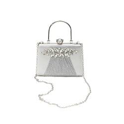 CORIOS Damen Abendtasche Glitzer Strass Clutch Tasche Hochzeit Brautbörse Handtasche Pailletten Schultertasche Elegante Diamant Umhängetasche Klein Tasche Silber von CORIOS