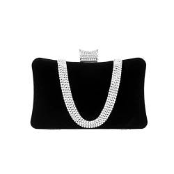 CORIOS Damen Abendtasche Samt Clutch Bag Glitter Strass Handtasche Kette Tasche Shining Portemonnaie Elegante Umhängetasche Glänzend Schultertasche für Cocktail Party Abendparty Tanzparty Schwarz von CORIOS