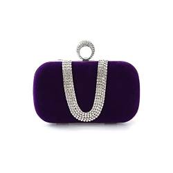 CORIOS Damen Abendtasche Samt Clutch Tasche Glitter Strass Handtasche Glänzend Schultertasche Kette Tasche Elegante Umhängetasche Shining Portemonnaie für Cocktail Party Abendparty Tanzparty Lila von CORIOS