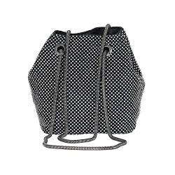 CORIOS Damen Abendtasche Shiny Strass Handtasche Strasssteine Bucket Bag Diamant Clutch Bag Glitzer Umhängetasche Klein Tasche Schultertasche für Hochzeit Bankett-Party Abschlussball Schwarz von CORIOS