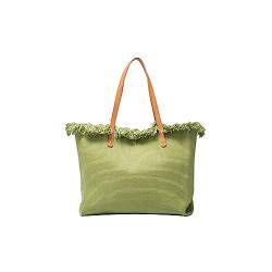 CORIOS Damen Canvas Handtasche Sommer Strand Tasche Große Schultertasche Böhmische Tote Beutel Bunte Gestrickte Tasche Casual Henkeltaschen für Reise Urlaub Strand Täglicher Gebrauch Hellgrün von CORIOS