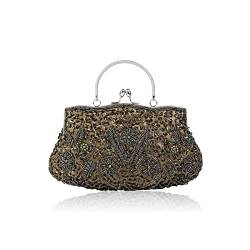 CORIOS Damen Handgemachte Perle Handtasche Floral Abendtasche Vintage Clutch Tasche Elegante Schultertasche Klein Tasche Kette Umhängetasche Hochzeit Bankett-Party Abschlussball Tasche Grün von CORIOS