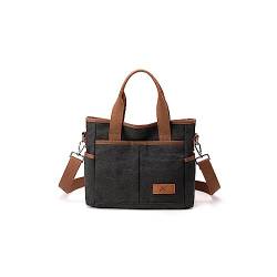 CORIOS Damen Handtasche Canvas Schultertasche Casual Umhängetasche Mittlere Kapazität Tragetasche Mode Tote Beutel Multifunktionale Henkeltaschen für Alltag Arbeit Reise Shopper Schwarz von CORIOS