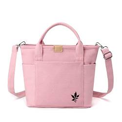 CORIOS Damen Handtasche Canvas Schultertasche Henkeltasche Multifunktionale Umhängetasche Tragetasche Casual Tote Beutel Henkeltaschen für Arbeit Schule Shopper Reise Alltag Rosa von CORIOS