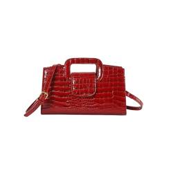 CORIOS Damen PU Leder Schultertaschen Krokodil-Muster Henkeltaschen Wasserdicht Umhängetaschen Mittlere Tragetasche Messenger-Tasche Retro Tote Beutel Elegant Handtasche Rot von CORIOS