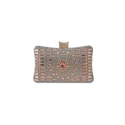 CORIOS Strass Clutch für Damen Shiny Abendtasche Diamant Clutch Tasche Elegante Umhängetasche Kette Schultertasche Klein Tasche für Hochzeit Abschlussball Bankett-Party Champagner von CORIOS