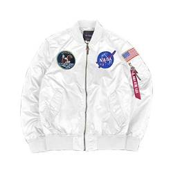 CORIRESHA Apollo NASA Patches Slim Fit Bomberjacken Windbreaker - Weiß - Klein von CORIRESHA