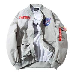 CORIRESHA Herren Apollo NASA Patches Slim Fit Bomberjacken Windbreaker, Nasa_grau, L von CORIRESHA