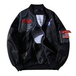 CORIRESHA Herren Apollo NASA Patches Slim Fit Bomberjacken Windbreaker, Nasa_schwarz, S von CORIRESHA