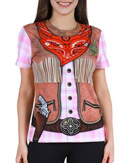 COSAVOROCK Cowgirl Kostüme T-Shirts Damen (L, Western) von COSAVOROCK