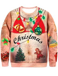 COSAVOROCK Hässliche Weihnachtspullover Herren Weihnachts Pullover Weihnachten Sweatshirt Braun XL von COSAVOROCK