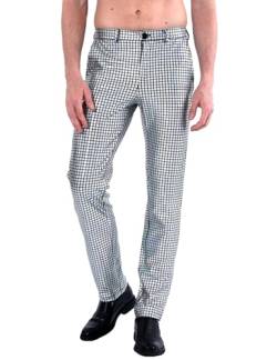 COSAVOROCK Herren Disco Hose Mode Metallisch Pailletten 70er Jahre Hosen Silber 38W von COSAVOROCK