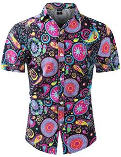 COSAVOROCK Herren Hippie 70er Jahre Hemd Blumen Hässliche Paisley Hawaii Hemden L von COSAVOROCK