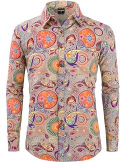 COSAVOROCK Herren Hippie 70er Jahre Hemd Blumen Hässliche Paisley Hemden L von COSAVOROCK