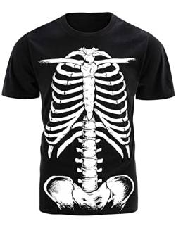 COSAVOROCK Herren Skelett Kostüm Halloween Leuchtend T-Shirts XL von COSAVOROCK