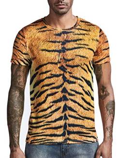 COSAVOROCK Herren Tiger Skin Kurzarm T-Shirt Tiger M von COSAVOROCK