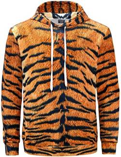COSAVOROCK Kapuzenpullover Herren Damen Tiger Skin Pullover Sweatshirt Coole Hoodies Tiger M von COSAVOROCK