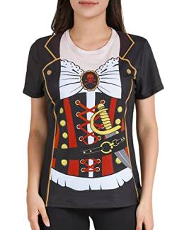 COSAVOROCK Piraten Kostüme T-Shirts Damen (S, Piraten) von COSAVOROCK