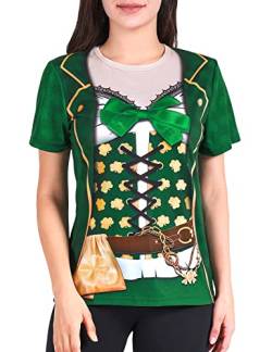 COSAVOROCK ST. Patrick's Day Damen Leprechaun Kostüme Klee T-Shirts (XXL, Grün) von COSAVOROCK